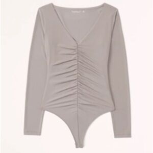 Abercrombie Women's Long-Sleeve Ruched V-Neck Bodysuit